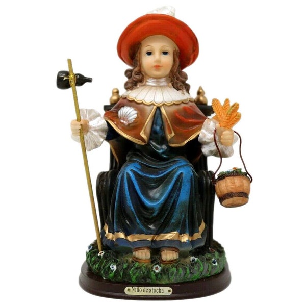 Saint Enfant d’Atocha Mini Figurine Statue 5 pouces Décor à la maison Santo Niño de Atocha Figura Estatua Cadeau religieux chrétien