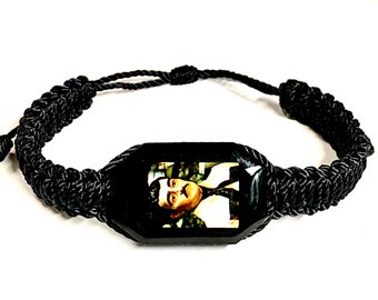 Jesus Malverde Black Corded Adjustable Bracelet Religious Gift Unisex Women's Men's