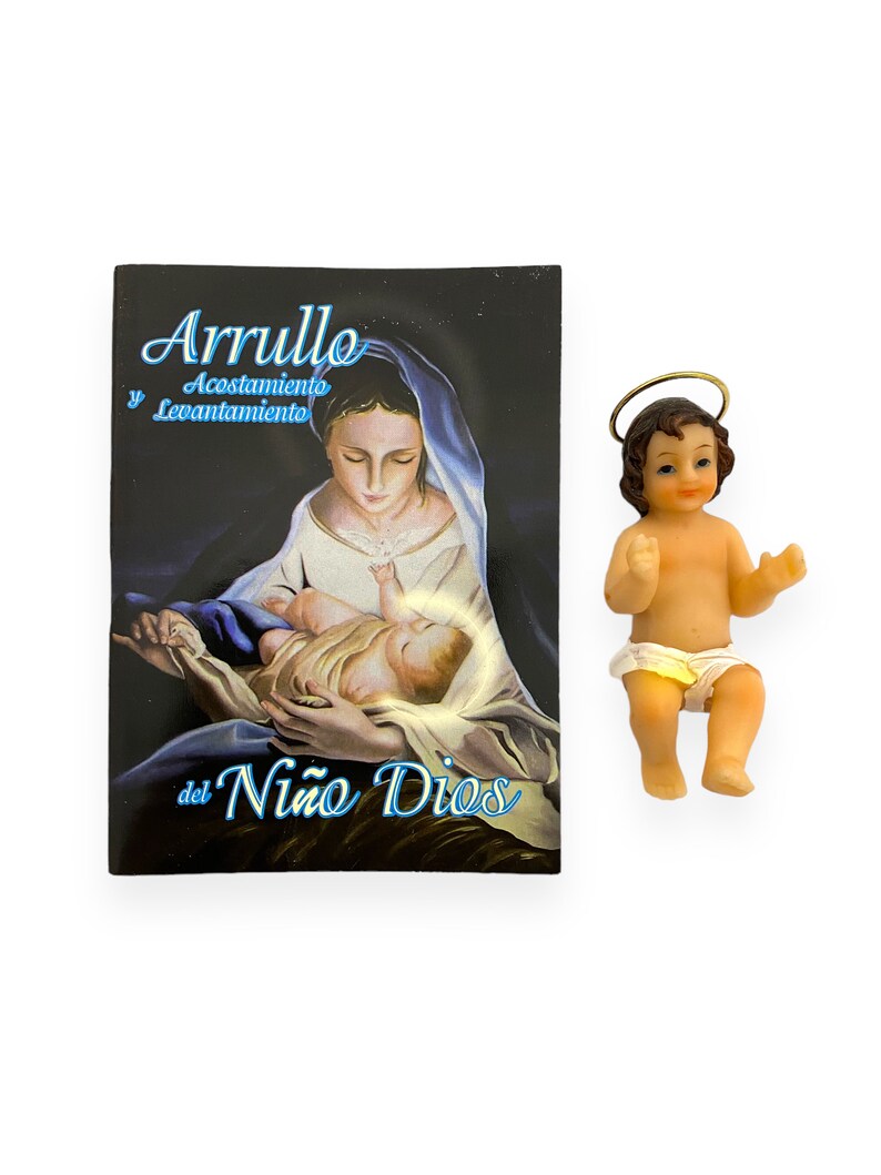 Arrullo Acostamiento Y Levantamiento del Niño Dios de Oraciones Español Figura Estatua 3 Small Spanish Prayer Book Figurine Gift Set image 1