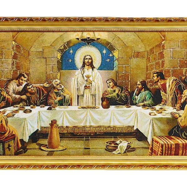 Het Laatste Avondmaal Jezus Twaalf Apostelen Tapestry Cushioned Picture Frame 13"x25" Wall Art Home Decor Religieuze Kunst La Ultima Cena Christian