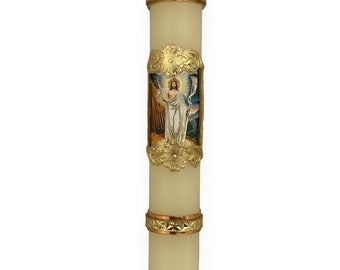 Cirio Paschal Candle Jesus Christ Resurrection Easter Lent Cirio Vela Pascual Holy Week Semana Santa 7" x 1" Prayer Candle Vigil Memorial