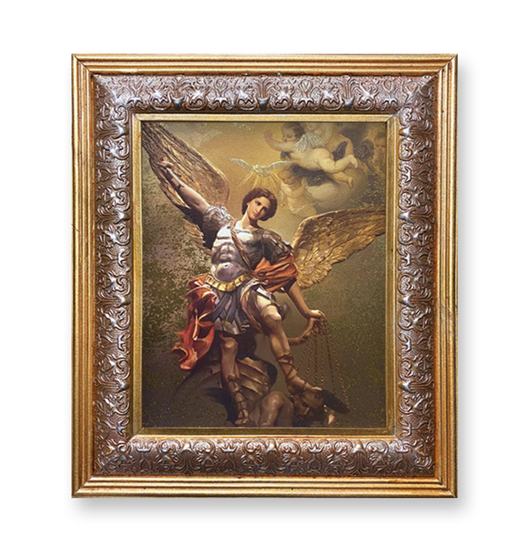 St Michael Archangel Picture Frame 12 X 14 Pine Wood Wall Art Home
