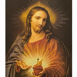 Sacred Heart of Jesus Unframed Picture Print Ready to be Framed Catholic Christian Wall Art Home Décor Religious Art Sagrado Corazon Jesus