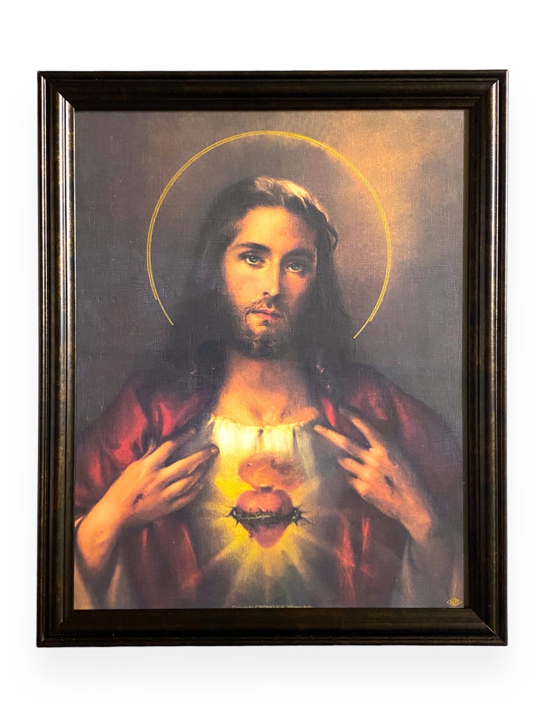 Sacred Heart of Jesus Picture Frame Wall Art Home Décor Sagrado Corazon De Jesus Imagen Cuadro