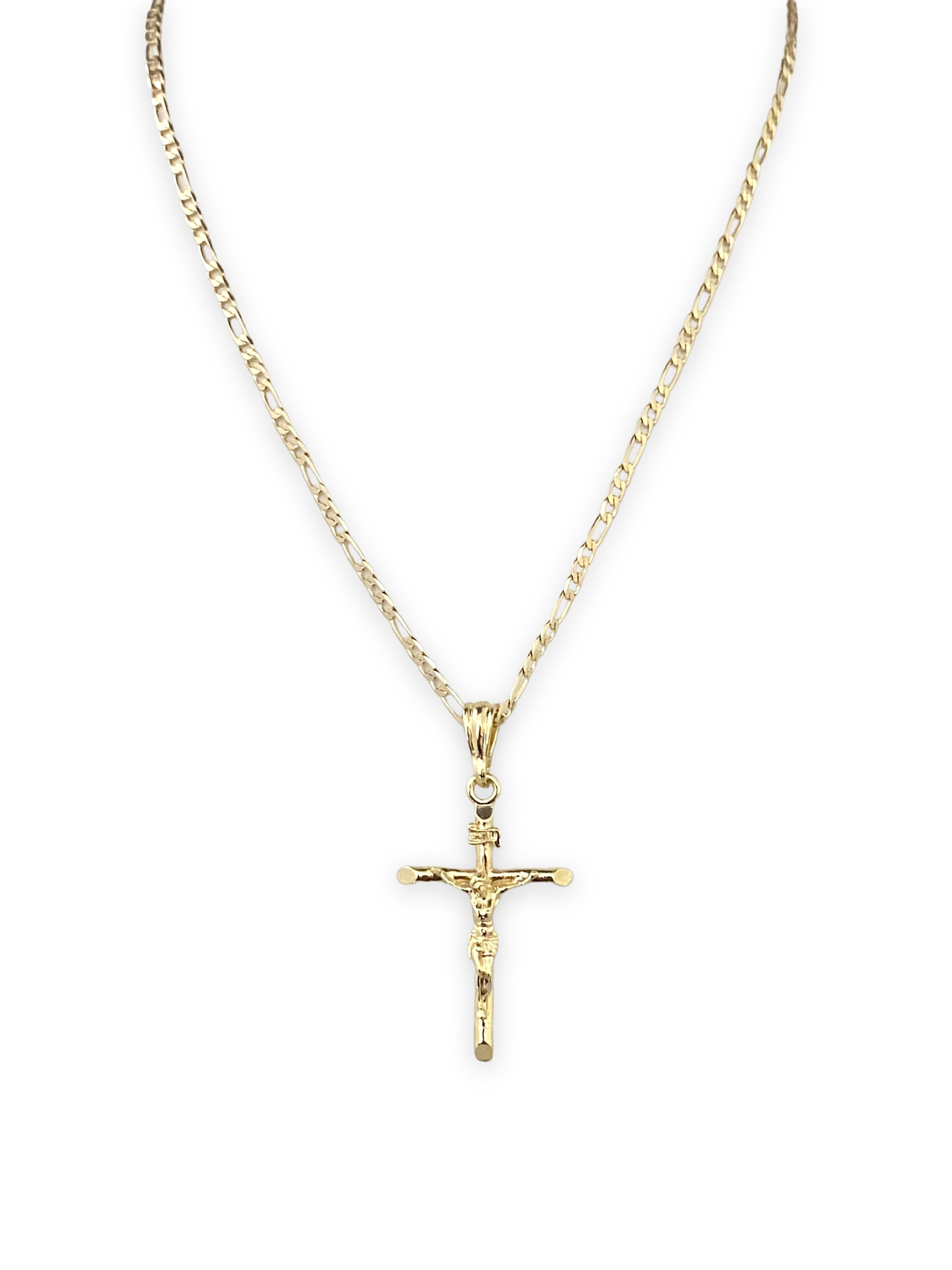 Jesus Cross Crucifixion 14K Gold Plated Pendant Charm Necklace - Etsy