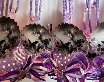 Girls Lilac Purple Butterflies Baby Shower Pacifiers Necklaces Party Favors Gifts Decorations