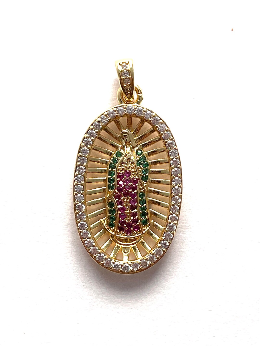 Our Lady of Guadalupe Virgin Mary 14K Gold Plated Pendant Charm ...