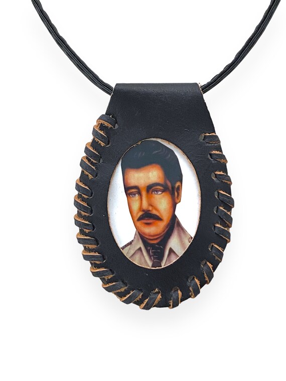Jesus malverde on sale leather necklace