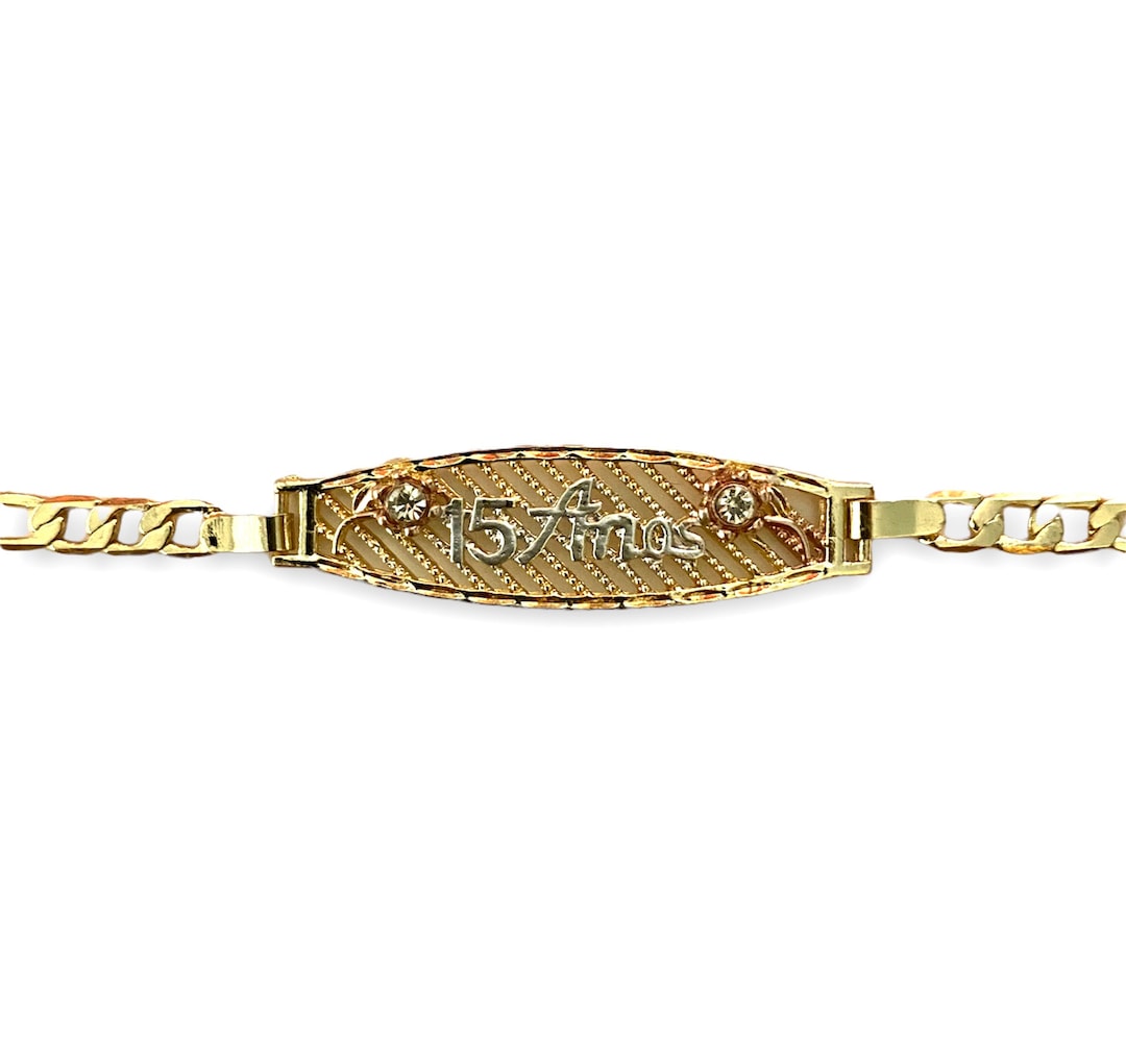 14K Tri Color Gold Plated 15 Años Bracelet Pulsera Oro Laminado