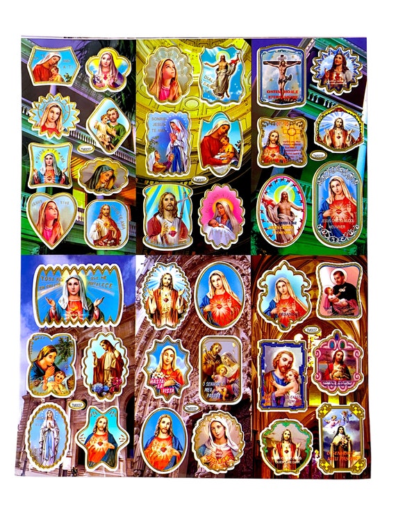 120pcs/heart-shaped religious Catholic stickers drawings
