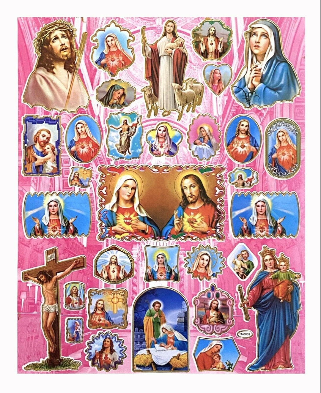 32 Pcs Catholic Religious Stickers Good Shepherd St Joseph Pieta Virgin Mary