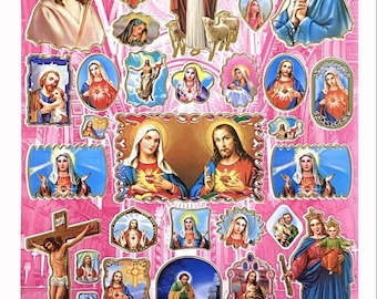 31 piezas de pegatinas religiosas católicas Sagrado Corazón de Jesús Virgen Inmaculado Corazón de María San Judas San José Señora de Gracia Sagrada Familia