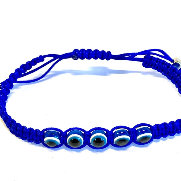 Blue Corded Evil Eye Protection Adjustable Bracelet for Babies, Kids, and Children Good Luck Amulet