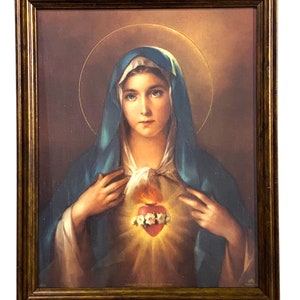 Immaculate Heart of Mary Virgin Picture Frame Wall Art Home Décor Inmaculado Corazon de Maria Imagen Cuadro Catholic Art Religious Gift