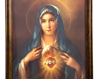 Immaculate Heart of Mary Virgin Picture Frame Wall Art Home Décor Inmaculado Corazon de Maria Imagen Cuadro Catholic Art Religious Gift