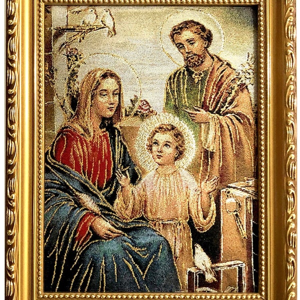 New Holy Family Sagrada Familia Tapestry Cushioned Picture Frame Art Wall Decor