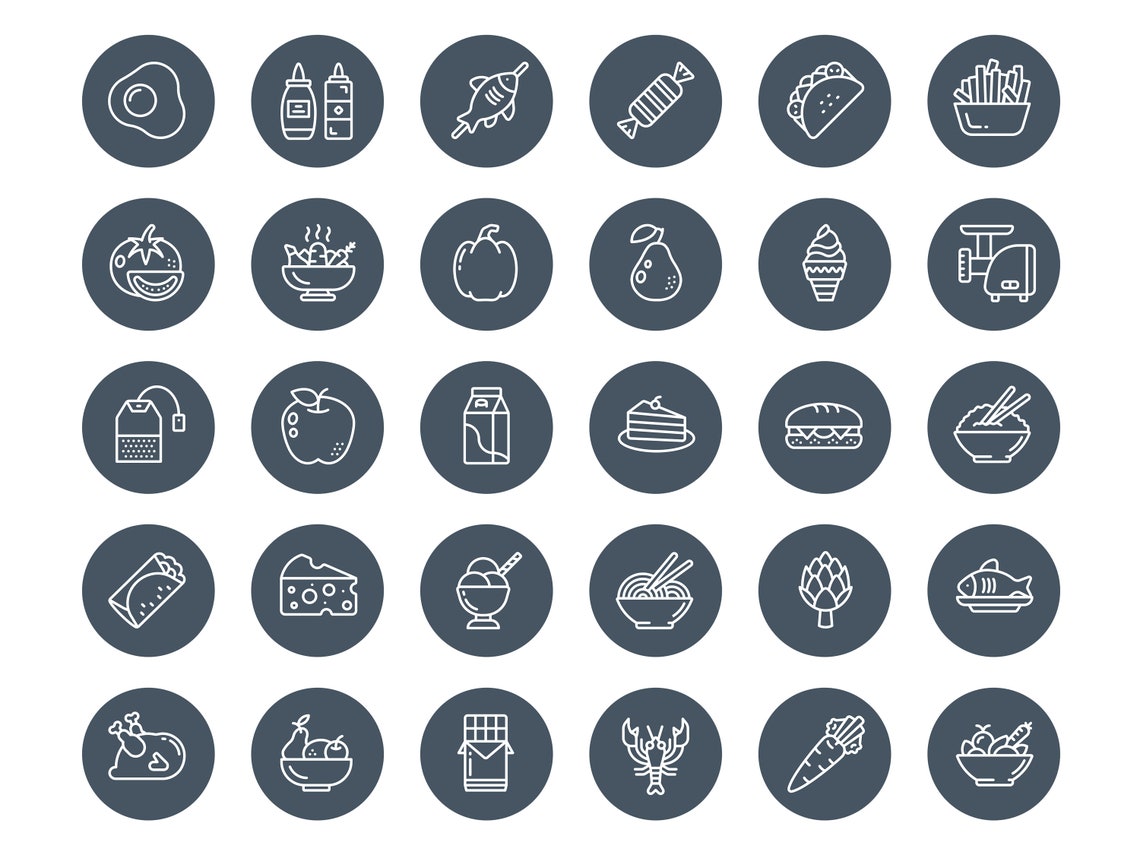 Food Instagram Highlight Covers Navy, Dark Blue, Cooking, Chef