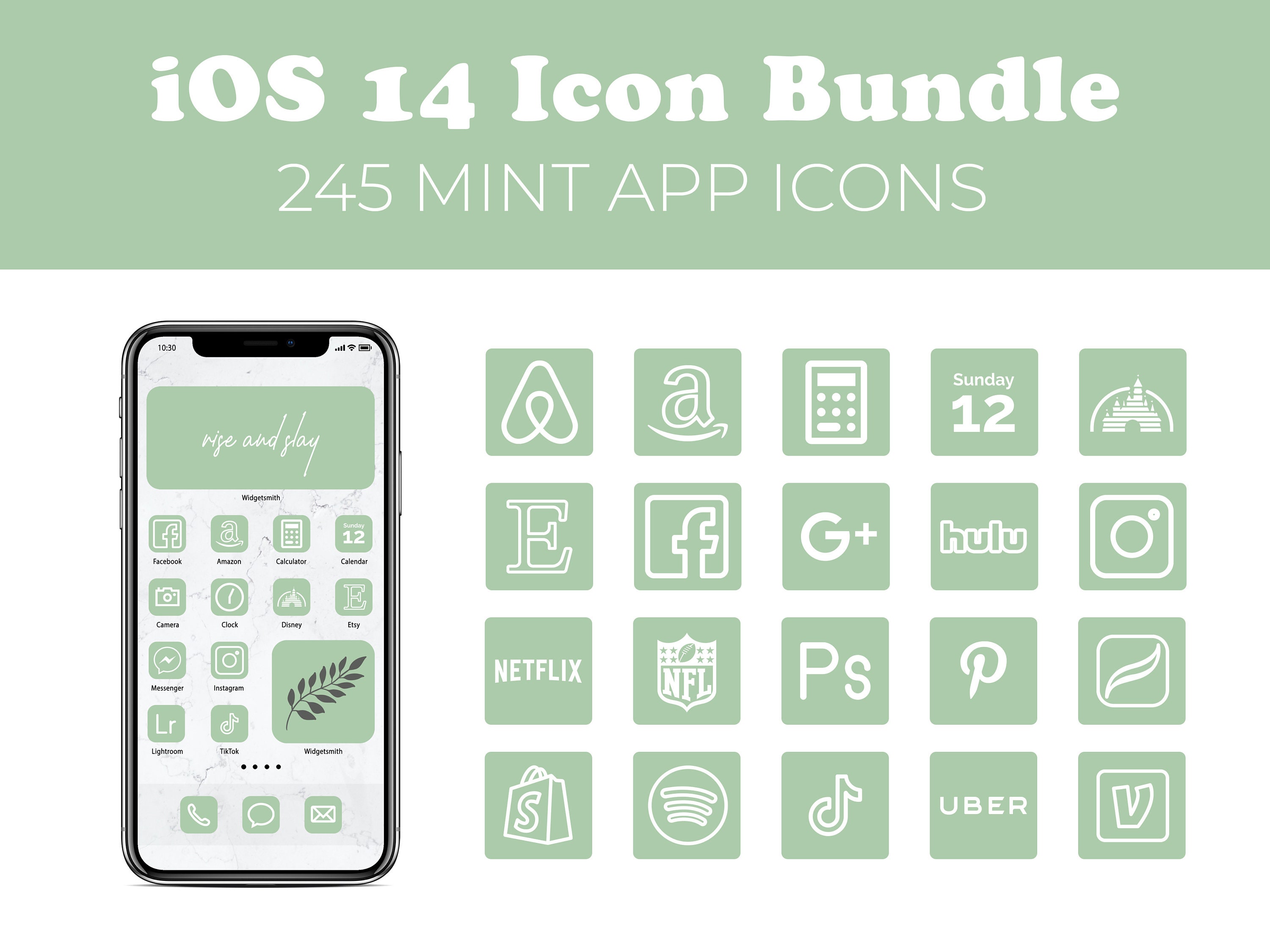 Ios 14 Icon Bundle Mint Green Iphone Apps Apple Etsy