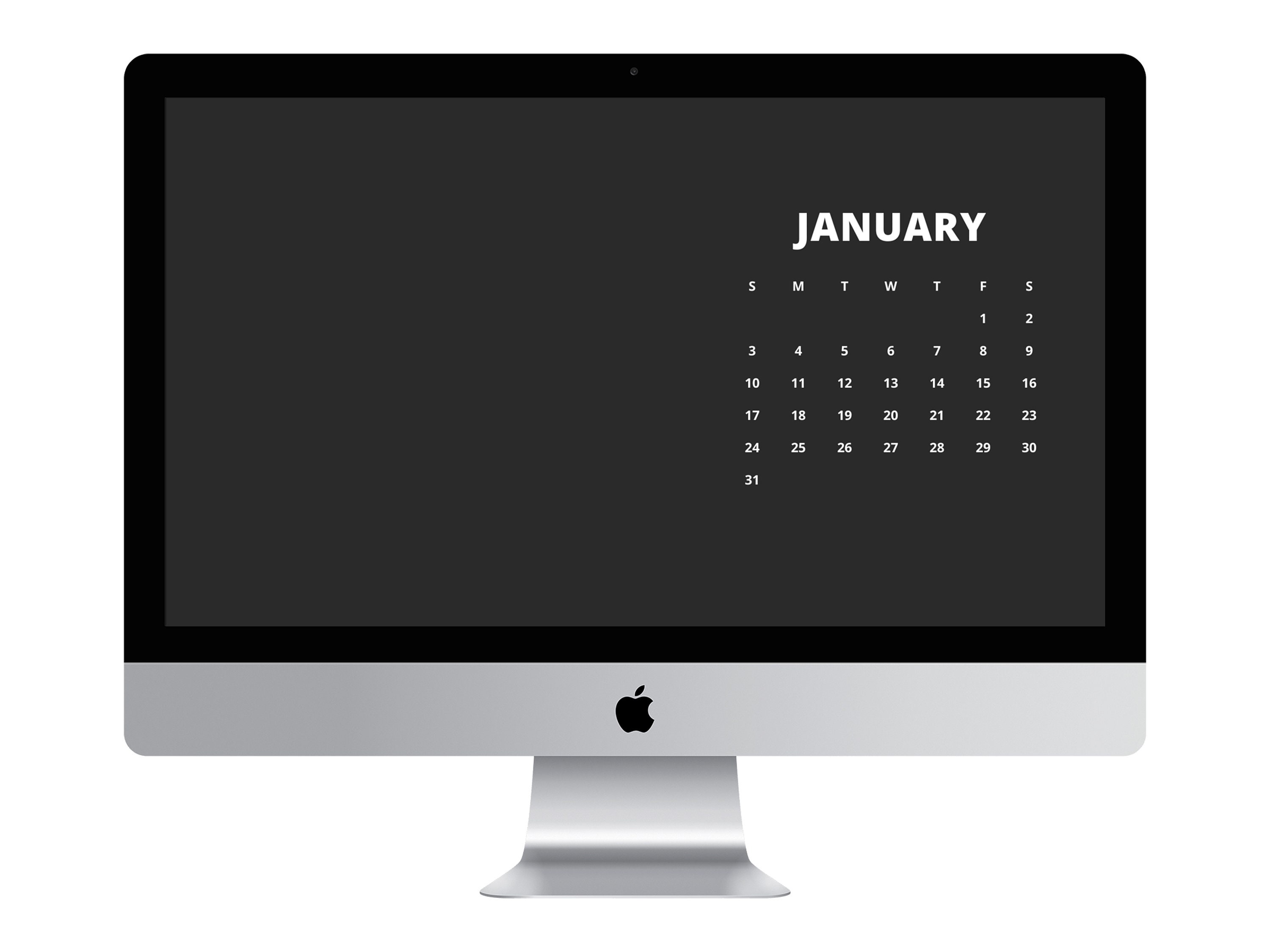 2021 Desktop Calendar Wallpaper Black Monthly Calendar Mac Etsy