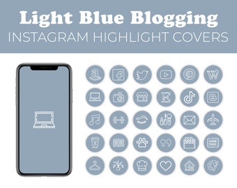 Blogging Instagram Highlight Covers - Azzurro, Blogger, Blog, Social Media, Instagram Story Icons, Marketing, Branding, Digitale