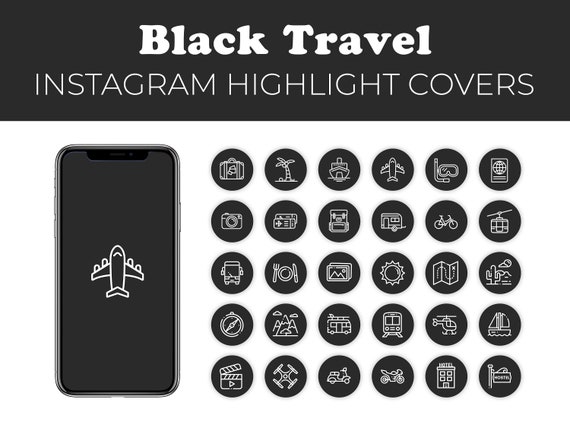 Travel Instagram Highlight Covers Black Vacation Blogger - Etsy