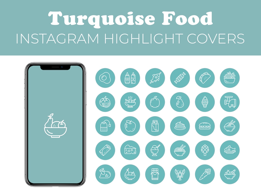 Food Instagram Highlight Covers Turquoise Teal Cooking - Etsy