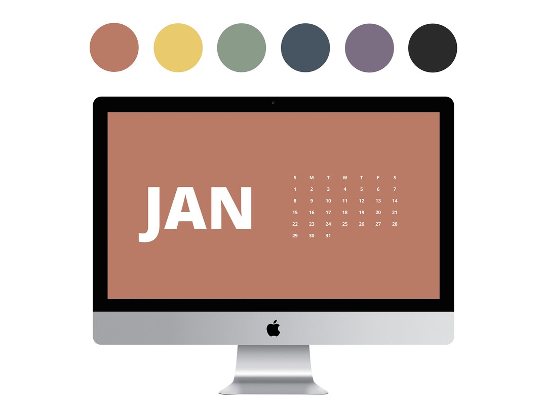 2023 Desktop Wallpaper Monthly Calendars Palette 10, Bundle, Minimal