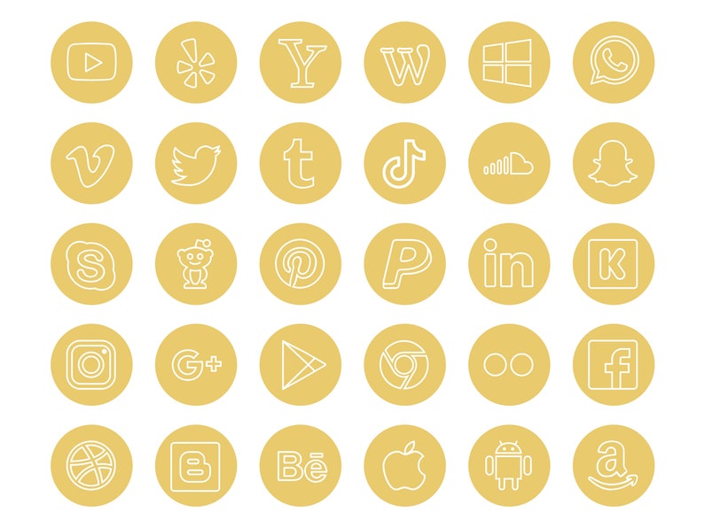 Social Media Instagram Highlight Covers Gold, Yellow, Social Media ...