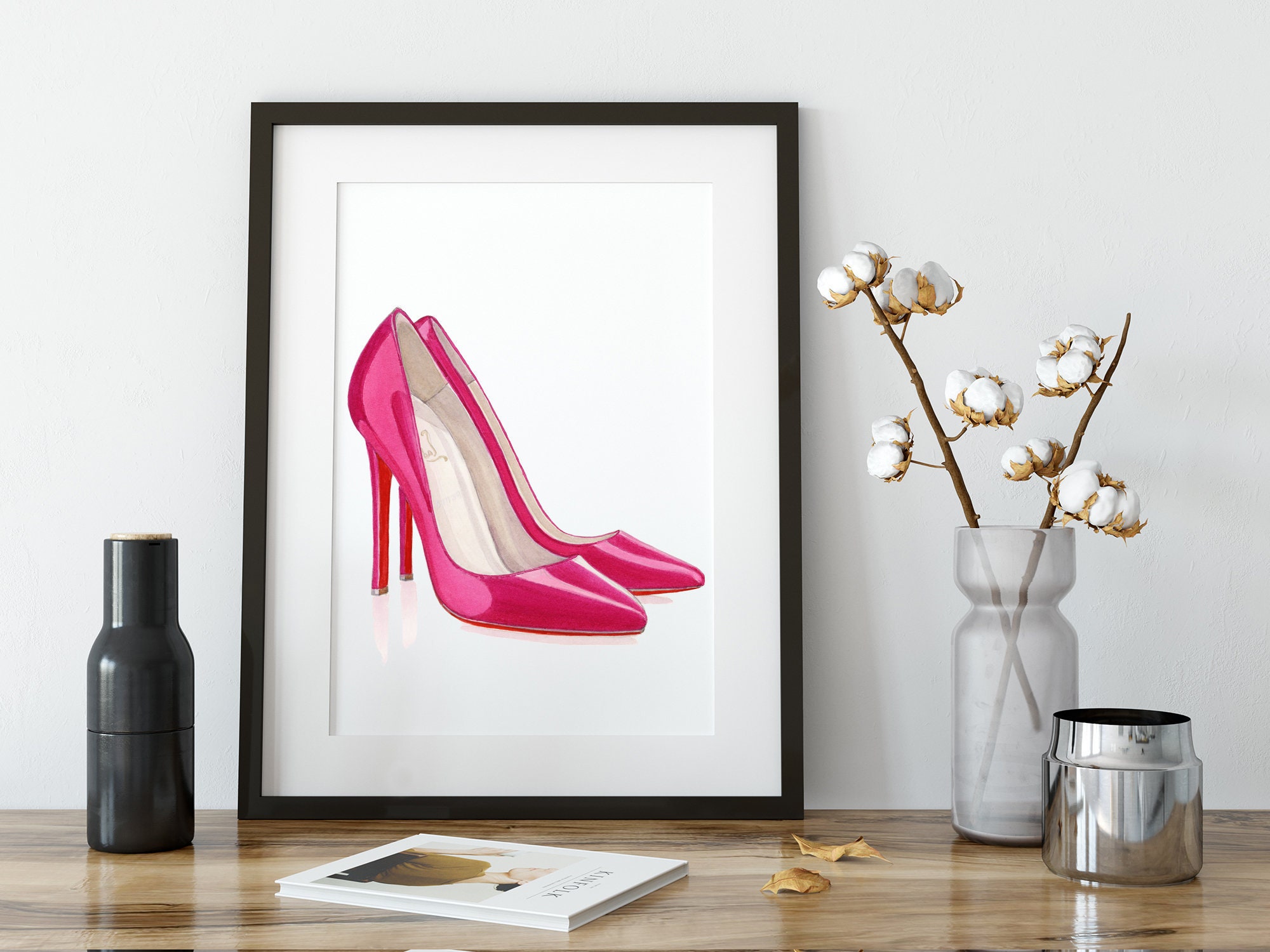 Mode Wand Kunst Mode Illustration Hot Pink Wandkunst Girly Etsy