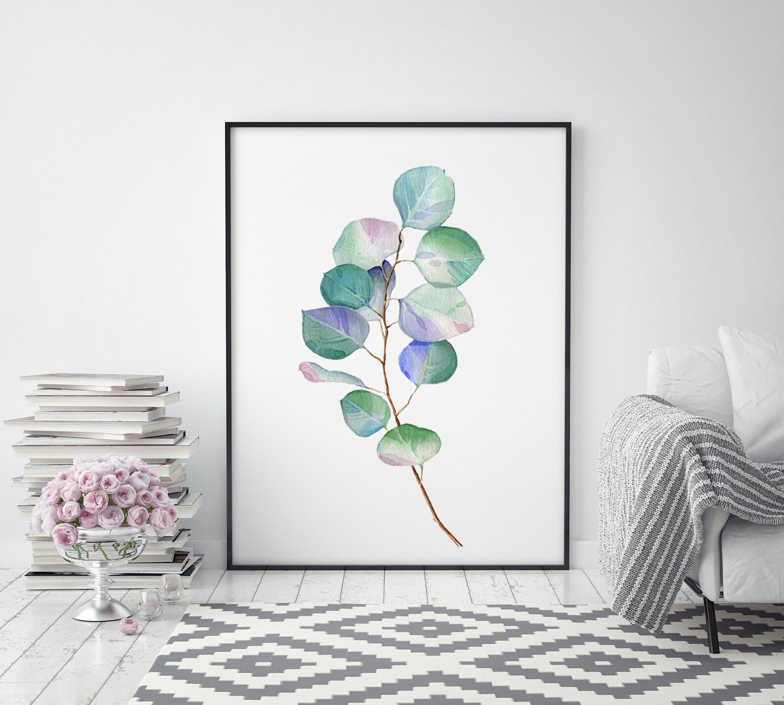 Eucalyptus Wall Art Green Branch Wall Art Greenery Print Etsy