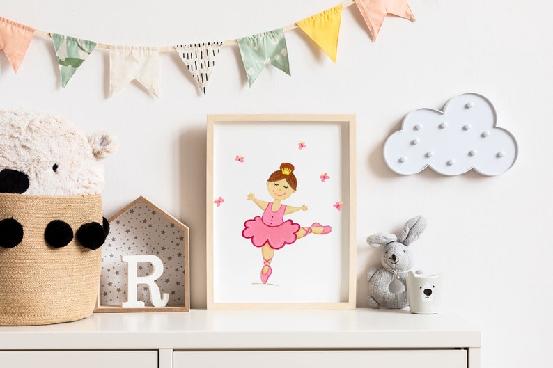 Cute Wall Art Princess Wall Art Girly Wall Art Blush Pink Wall Art Ballet Wall Art Nursery Ballerina Room Decor Pink Dancer Princess