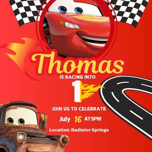 Cars Custom Birthday Party Invitation