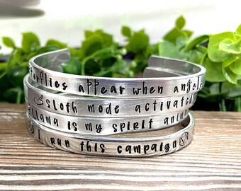 Butterflies Appear when Angels are Near Hand Stamped Cuff Bracelet