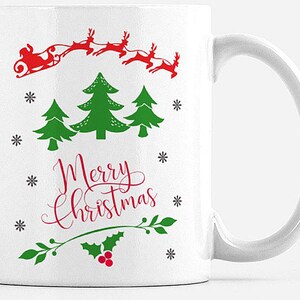 Merry Christmas, Christmas Gift, Christmas Mug, Santa and Reindeer