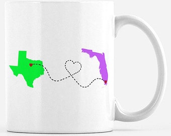 Long Distance Relationship Mug | Moving Away Gift | Coffee Mug | State Mug | long Distance Personalized Mug