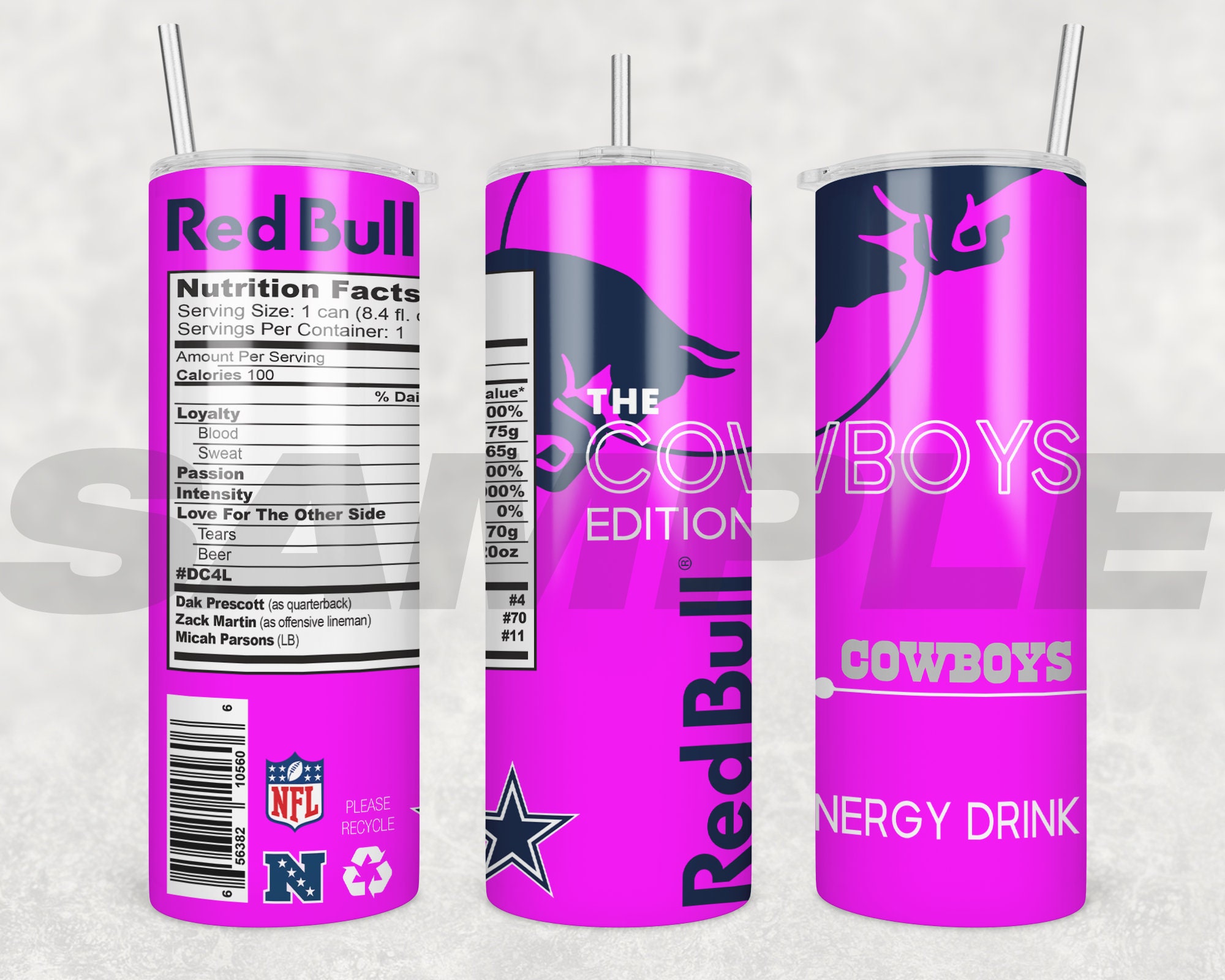 Red Bull Sport Edition Cowboys Pink Red Bull Dallas Tumbler Etsy
