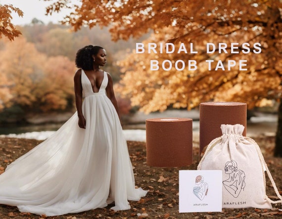 boob tape backless strapless dress Bridal for Wedding | Breast Lift Tape for Dresses | Invisible Bra Alternative | Brown Skin Friendly | Araflesh backless wedding dress TOM FORD crystal-embellished Backless Size:B70