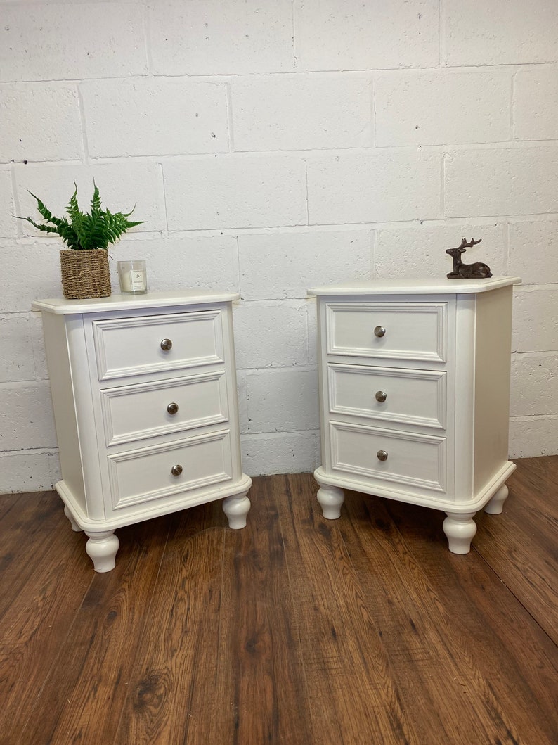 Pair of Victorian Style White Pine Bedside Tables Etsy UK