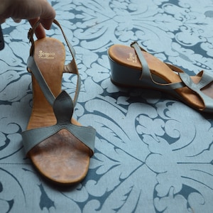 pair of 60s pale blue wedge sandles JOYCE
