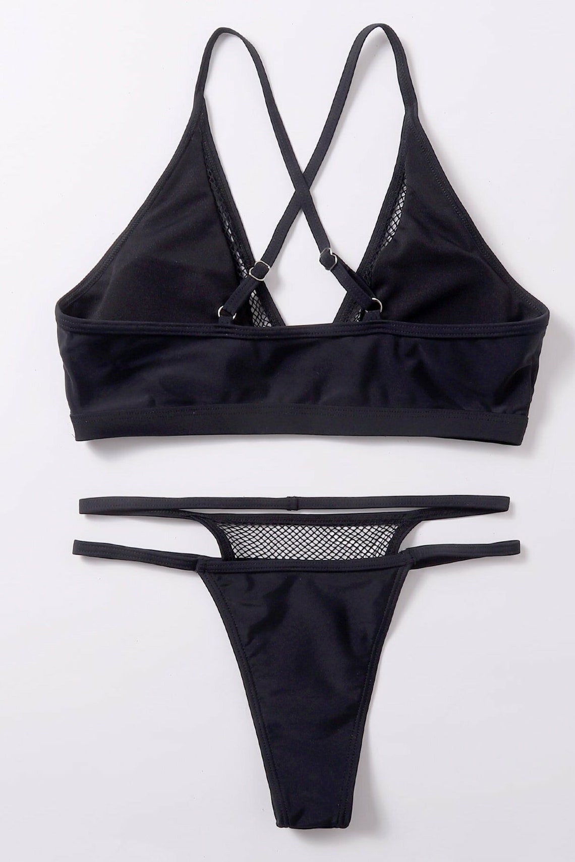 Women's Black Mesh Detailed Underwear Set Sexy Lingerie Etsy