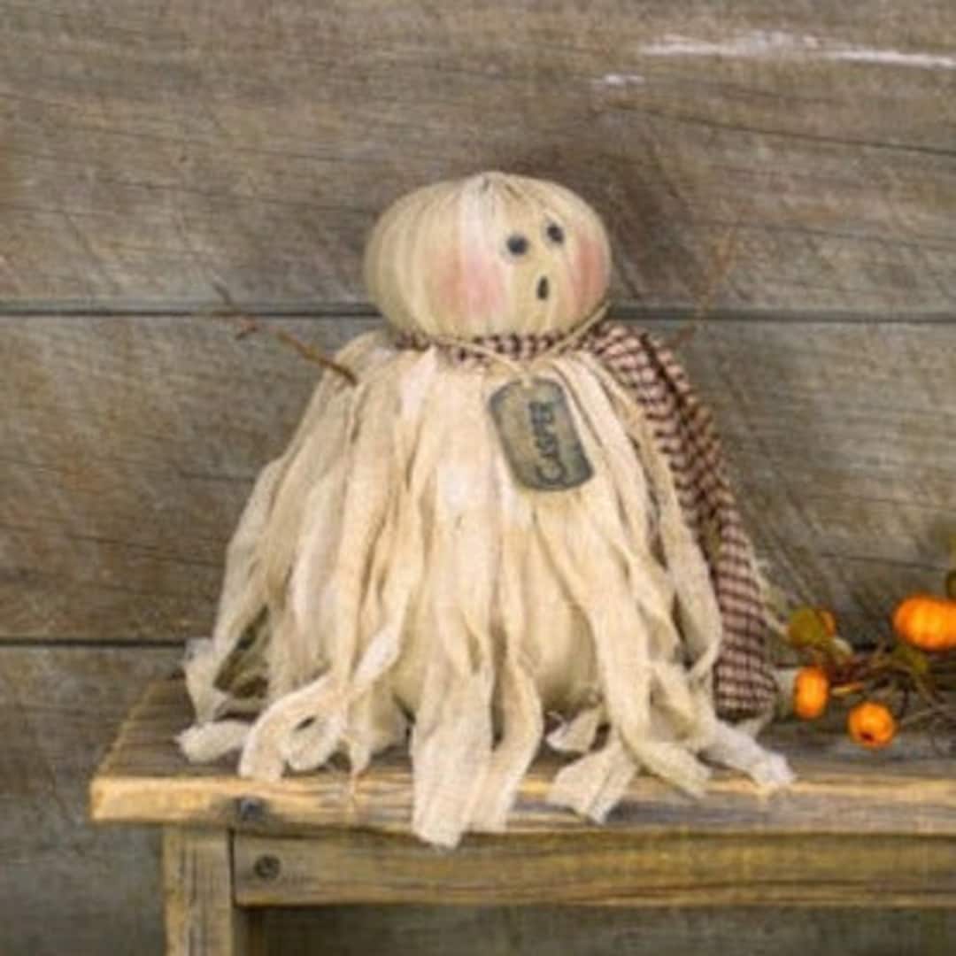 Soft Sculpture Ghost Doll - Primitive Halloween Decor - Poseable Wire ...