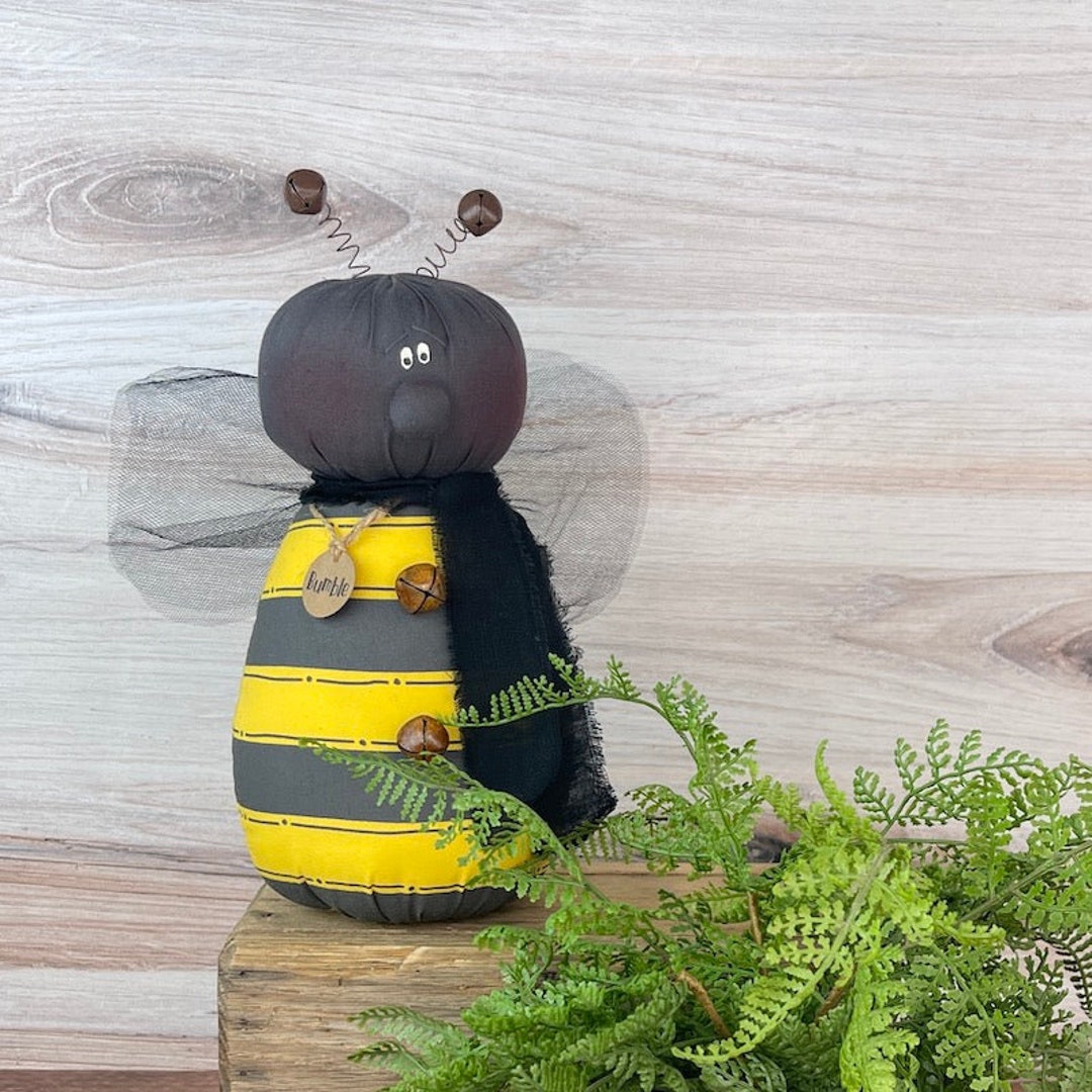 Bees and Ladybugs Soft Sculpture: Whimsical Bumble Bee Doll, Handmade ...
