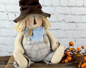 Honey and Me, Scarecrow Doll, Fall Home Decor, Autumn Decoration, Fall Mantle, Farmhouse Fall Decor, Sitting Scarecrow, Harley the Scarecrow