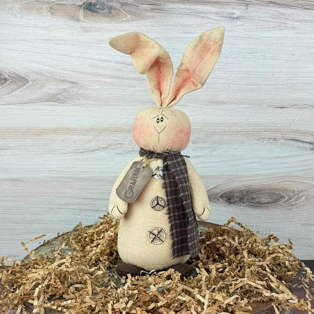 Salvage Rabbit Doll - Whimsical Soft Sculpture Bunny - Durable Fabric ...