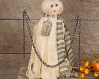 Clive the Salvage Ghost– Handmade Primitive: Whimsical Soft Sculpture Collectible Spooky Ghost for Halloween Décor by Honey and Me, Inc™