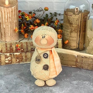 Sam the Groovy Mummy – Handmade Primitive: Whimsical Soft Sculpture Collectible Spooky Mummy for Halloween Décor by Honey and Me, Inc™