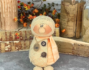 Sam the Groovy Mummy – Handmade Primitive: Whimsical Soft Sculpture Collectible Spooky Mummy for Halloween Décor by Honey and Me, Inc™