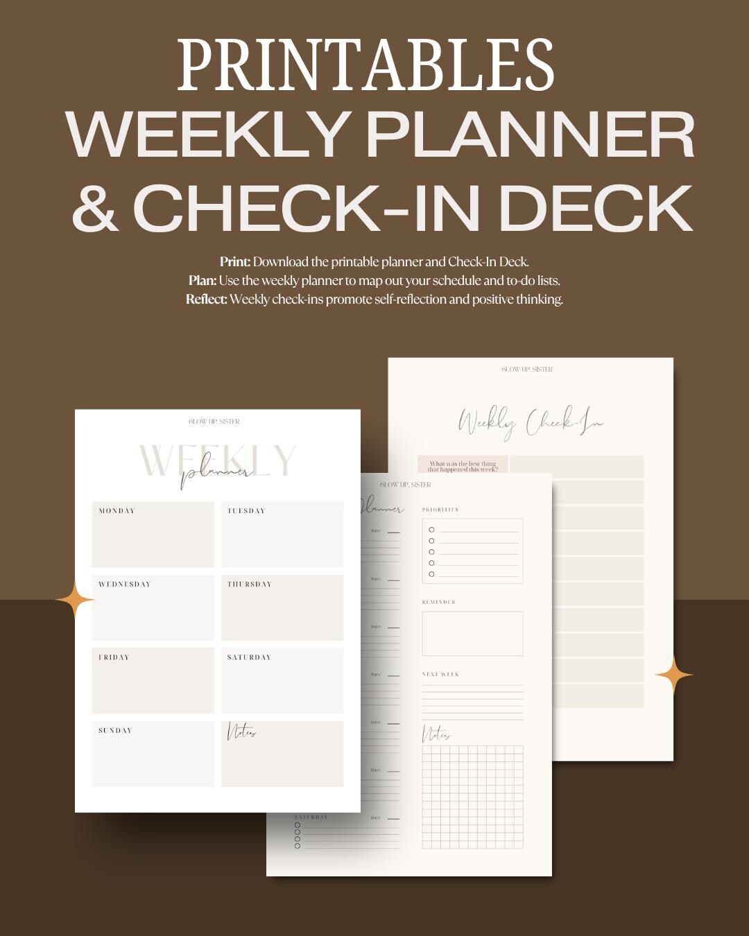 Weekly Planner & Check-in Deck Printables - Etsy