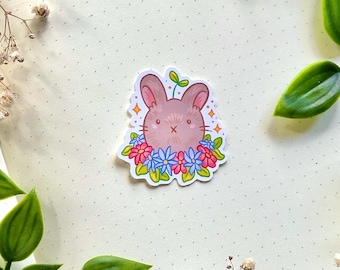 Cute Flower Bunny Sticker Matte Vinyl – Sticker Design 5 cm