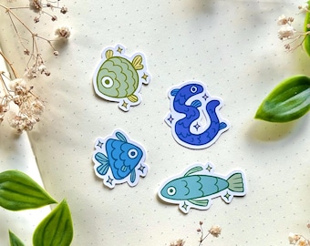 Cute Fish Sticker Set of 4 Small Matte Vinyl Underwater Sticker Designs 2 cm